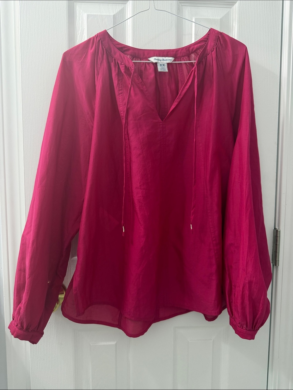 Tommy Bahama Women's Fuchsia Peasant Tunic Blouse